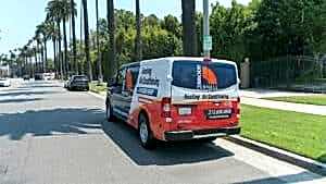 Brody Pennell Heating & Air Conditioning work van providing thermostat repair services in Los Angeles, CA.